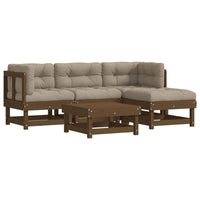 Thumbnail for 5-tlg. Garten-Lounge-Set mit Kissen Honigbraun Massivholz