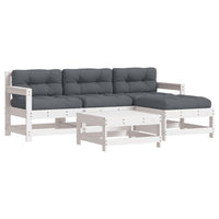 Thumbnail for 5-tlg. Garten-Lounge-Set mit Kissen Weiß Massivholz