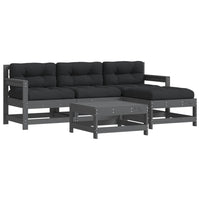 Thumbnail for 5-tlg. Garten-Lounge-Set mit Kissen Grau Massivholz