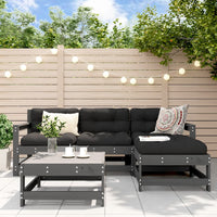 Thumbnail for 5-tlg. Garten-Lounge-Set mit Kissen Grau Massivholz