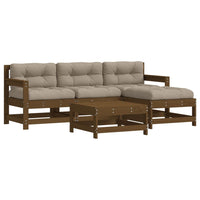 Thumbnail for 5-tlg. Garten-Lounge-Set mit Kissen Honigbraun Massivholz