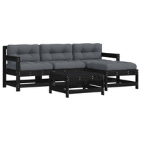 Thumbnail for 5-tlg. Garten-Lounge-Set mit Kissen Schwarz Massivholz
