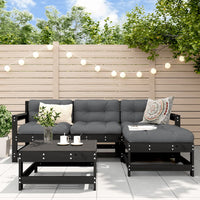 Thumbnail for 5-tlg. Garten-Lounge-Set mit Kissen Schwarz Massivholz