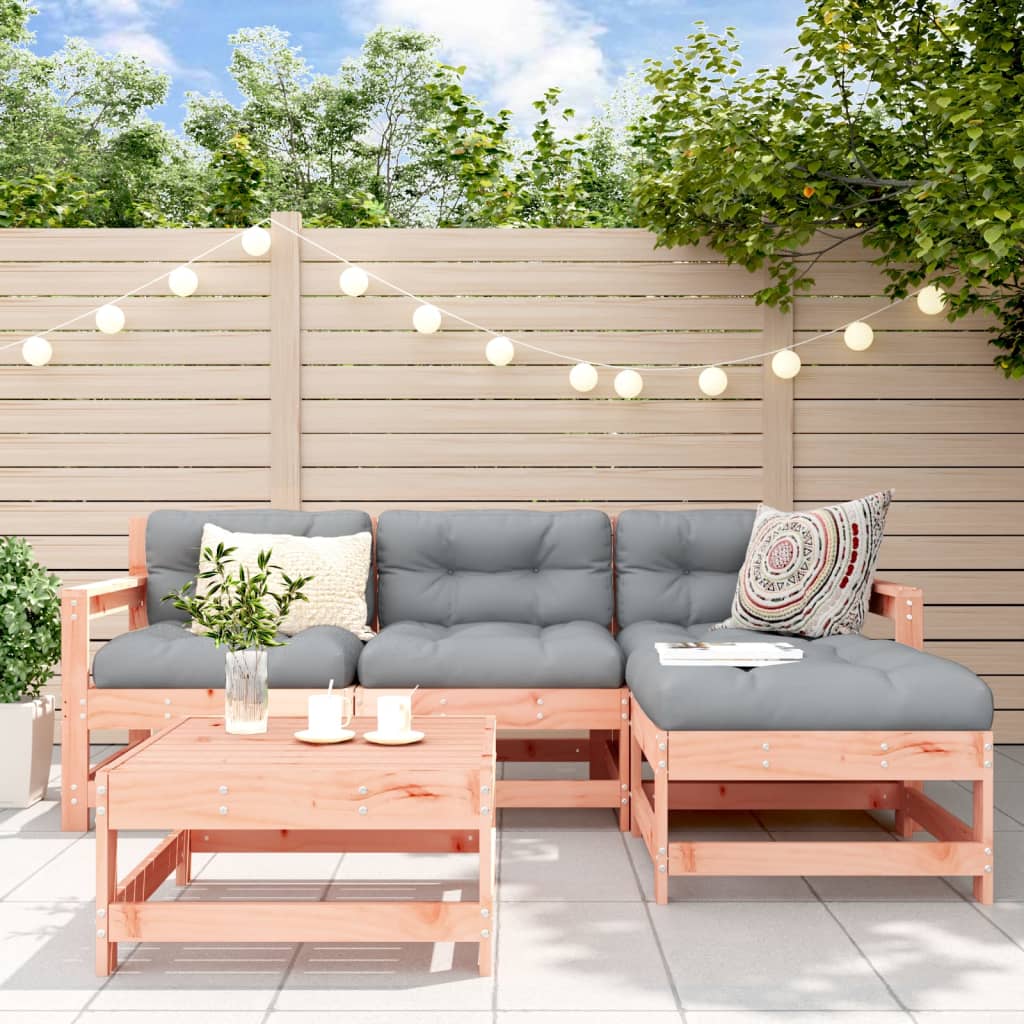 5-tlg. Garten-Lounge-Set mit Kissen Massivholz Douglasie
