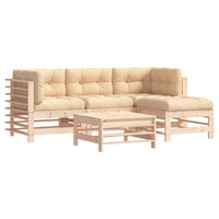 Thumbnail for 5-tlg. Garten-Lounge-Set mit Kissen Massivholz