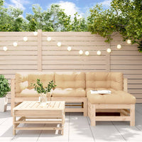 Thumbnail for 5-tlg. Garten-Lounge-Set mit Kissen Massivholz