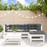 Thumbnail for 5-tlg. Garten-Lounge-Set mit Kissen Weiß Massivholz