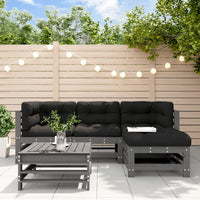 Thumbnail for 5-tlg. Garten-Lounge-Set mit Kissen Grau Massivholz