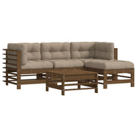 Thumbnail for 5-tlg. Garten-Lounge-Set mit Kissen Honigbraun Massivholz