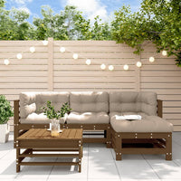Thumbnail for 5-tlg. Garten-Lounge-Set mit Kissen Honigbraun Massivholz