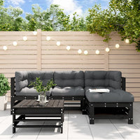 Thumbnail for 5-tlg. Garten-Lounge-Set mit Kissen Schwarz Massivholz