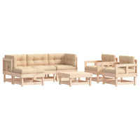 Thumbnail for 7-tlg. Garten-Lounge-Set mit Kissen Massivholz