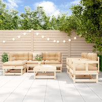 Thumbnail for 7-tlg. Garten-Lounge-Set mit Kissen Massivholz