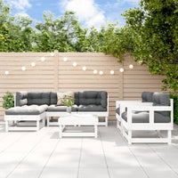 Thumbnail for 7-tlg. Garten-Lounge-Set mit Kissen Weiß Massivholz
