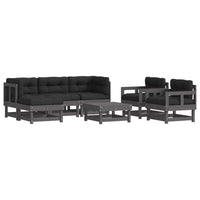 Thumbnail for 7-tlg. Garten-Lounge-Set mit Kissen Grau Massivholz