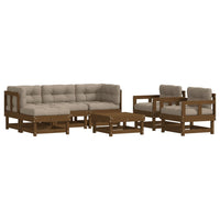 Thumbnail for 7-tlg. Garten-Lounge-Set mit Kissen Honigbraun Massivholz