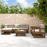 Thumbnail for 7-tlg. Garten-Lounge-Set mit Kissen Honigbraun Massivholz