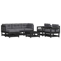 Thumbnail for 7-tlg. Garten-Lounge-Set mit Kissen Schwarz Massivholz