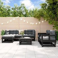 Thumbnail for 7-tlg. Garten-Lounge-Set mit Kissen Schwarz Massivholz