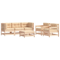 Thumbnail for 6-tlg. Garten-Lounge-Set mit Kissen Massivholz