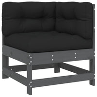Thumbnail for 6-tlg. Garten-Lounge-Set mit Kissen Grau Massivholz