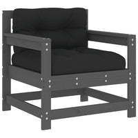 Thumbnail for 6-tlg. Garten-Lounge-Set mit Kissen Grau Massivholz