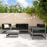 Thumbnail for 6-tlg. Garten-Lounge-Set mit Kissen Grau Massivholz