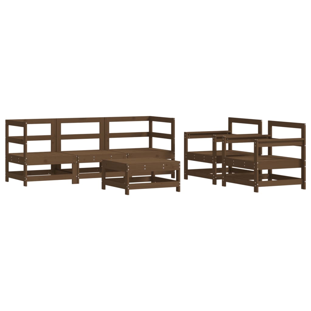 6-tlg. Garten-Lounge-Set mit Kissen Honigbraun Massivholz