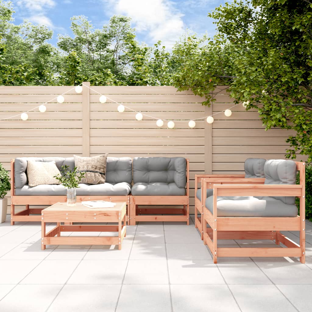 6-tlg. Garten-Lounge-Set mit Kissen Massivholz Douglasie
