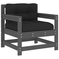Thumbnail for 7-tlg. Garten-Lounge-Set mit Kissen Grau Massivholz