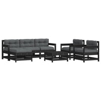Thumbnail for 7-tlg. Garten-Lounge-Set mit Kissen Schwarz Massivholz