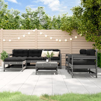 Thumbnail for 7-tlg. Garten-Lounge-Set mit Kissen Grau Massivholz