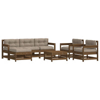 Thumbnail for 7-tlg. Garten-Lounge-Set mit Kissen Honigbraun Massivholz