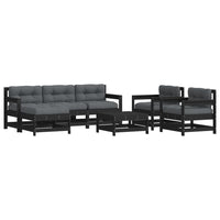 Thumbnail for 7-tlg. Garten-Lounge-Set mit Kissen Schwarz Massivholz