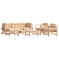 Thumbnail for 7-tlg. Garten-Lounge-Set mit Kissen Massivholz