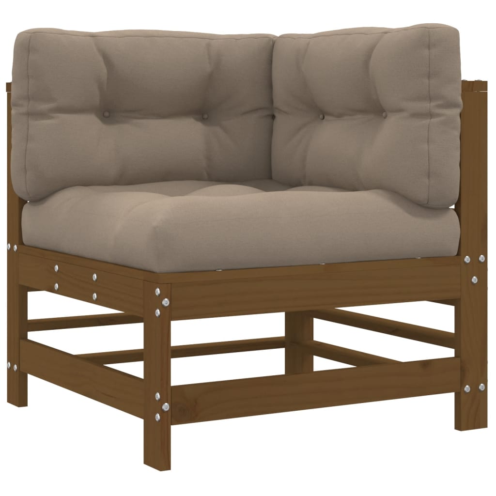 7-tlg. Garten-Lounge-Set mit Kissen Honigbraun Massivholz