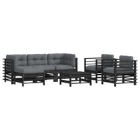 Thumbnail for 7-tlg. Garten-Lounge-Set mit Kissen Schwarz Massivholz