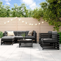 Thumbnail for 7-tlg. Garten-Lounge-Set mit Kissen Schwarz Massivholz