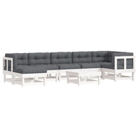 Thumbnail for 8-tlg. Garten-Lounge-Set mit Kissen Weiß Massivholz