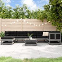 Thumbnail for 8-tlg. Garten-Lounge-Set mit Kissen Grau Massivholz