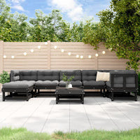 Thumbnail for 8-tlg. Garten-Lounge-Set mit Kissen Schwarz Massivholz