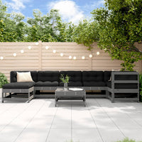Thumbnail for 8-tlg. Garten-Lounge-Set mit Kissen Grau Massivholz