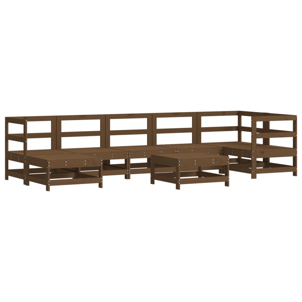 8-tlg. Garten-Lounge-Set mit Kissen Honigbraun Massivholz