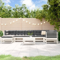 Thumbnail for 8-tlg. Garten-Lounge-Set mit Kissen Weiß Massivholz