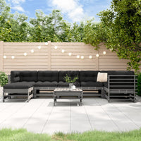 Thumbnail for 8-tlg. Garten-Lounge-Set mit Kissen Grau Massivholz