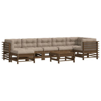 Thumbnail for 8-tlg. Garten-Lounge-Set mit Kissen Honigbraun Massivholz