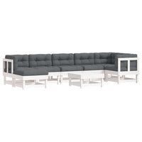Thumbnail for 8-tlg. Garten-Lounge-Set mit Kissen Weiß Massivholz