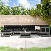 Thumbnail for 8-tlg. Garten-Lounge-Set mit Kissen Grau Massivholz
