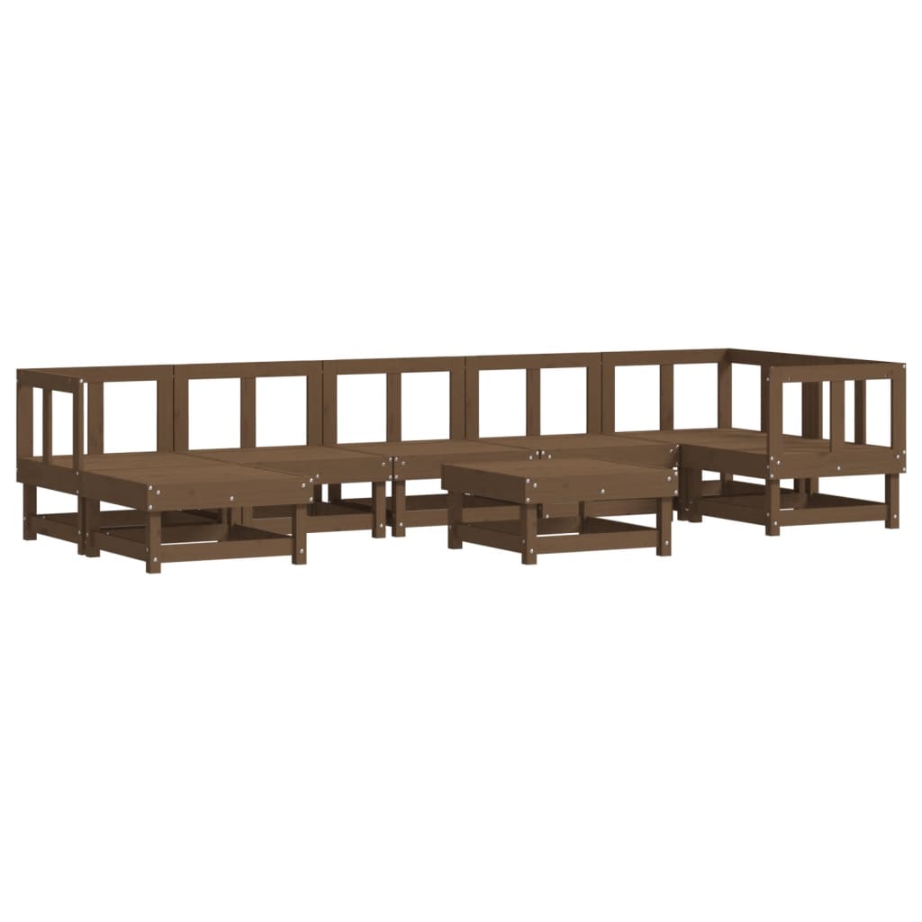 8-tlg. Garten-Lounge-Set mit Kissen Honigbraun Massivholz