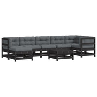 Thumbnail for 8-tlg. Garten-Lounge-Set mit Kissen Schwarz Massivholz